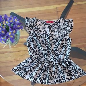 Black & Tan Wear-to-Work Peplum Top